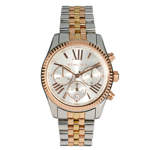 Michael Kors Lexington Silver Dial Two Tone Steel Strap Watch for Women - MK5735