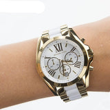 Michael Kors Bradshaw Chronograph White Dial Two Tone Steel Strap Watch For Women - MK5743