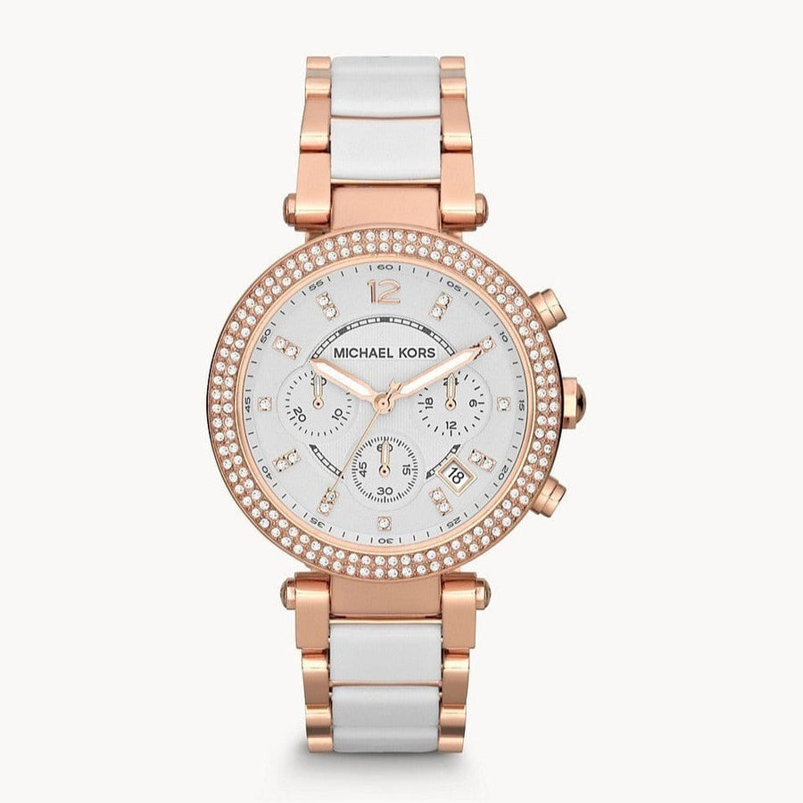 Michael Kors Parker White Dial Two Tone Steel Strap Watch for Women - MK5774