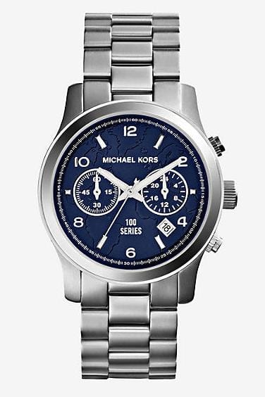 Michael Kors Hunger Stop 100 Series Navy Blue Dial Silver Steel Strap Watch for Women - MK5814
