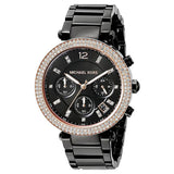 Michael Kors Parker Diamonds Black Dial Black Steel Strap Watch for Women - MK5885