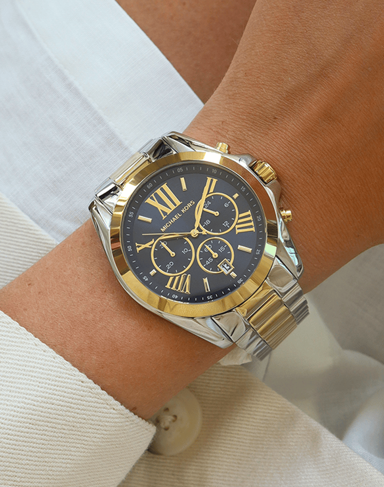Michael Kors Bradshaw Blue Dial Two Tone Steel Strap Watch for Women - MK5976