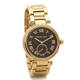 Michael Kors Skylar Black Dial Gold Steel Strap Watch for Women - MK5989