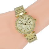 Michael Kors Parker White Dial Gold Steel Strap Watch for Women - MK6056