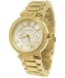 Michael Kors Parker White Dial Gold Steel Strap Watch for Women - MK6056