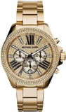 Michael Kors Wren Chronograph Crystal Pave Gold Dial Gold Steel Strap Watch for Women - MK6095