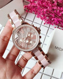 Michael Kors Wren Crystals Rose Gold Dial Rose Gold Steel Strap Watch for Women - MK6096