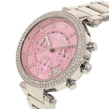 Michael Kors Parker Chronograph Pink Dial Silver Steel Strap Watch For Women - MK6105