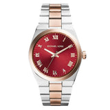 Michael Kors Channing Quartz Red Dial Two Tone Steel Strap Watch For Women - MK6114