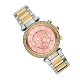 Michael Kors Parker Pink Dial Two Tone Steel Strap Watch for Women - MK6140