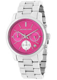 Michael Kors Runway Chronograph Pink Dial Silver Steel Strap Watch for Women - MK6160