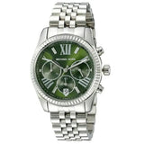 Michael Kors Lexington Quartz Green Dial Silver Steel Strap Watch For Women - MK6222