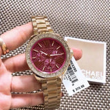 Michael Kors Wren Purple Dial Gold Steel Strap Watch for Women - MK6290