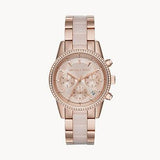 Michael Kors Ritz Chronograph Rose Gold Dial Two Tone Steel Strap Watch for Women - MK6307