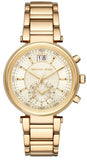 Michael Kors Sawyer White Dial Gold Steel Strap Watch for Women - MK6362