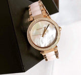 Michael Kors Parker Mother of Pearl Pink Dial Two Tone Steel Strap Watch for Women - MK6402