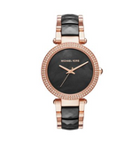 Michael Kors Parker Mother of Pearl Black Dial Two Tone Steel Strap Watch for Women - MK6414