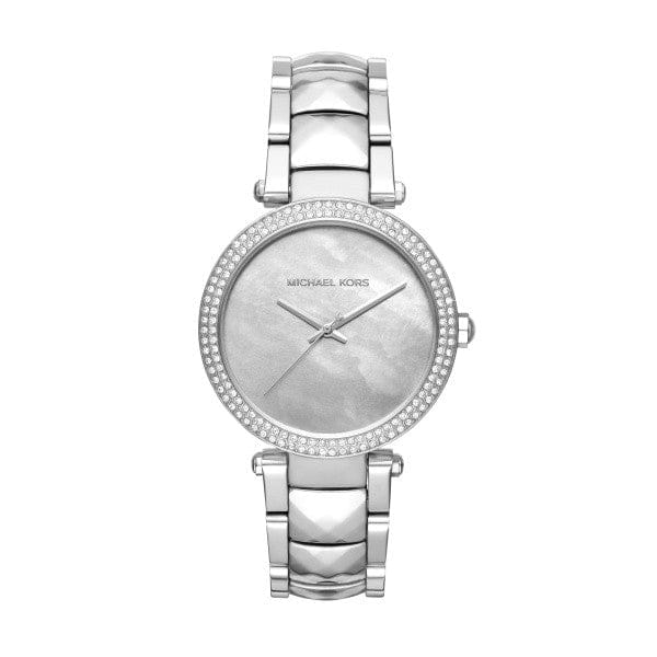 Michael Kors Parker Mother of Pearl Silver Steel Strap Watch for Women - MK6424