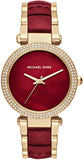 Michael Kors Parker Mother of Pearl Red Dial Two Tone Steel Strap Watch for Women - MK6427