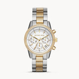 Michael Kors Ritz White Dial Two Tone Steel Strap Watch for Women - MK6474