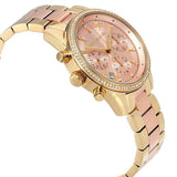 Michael Kors Ritz Chronograph Rose Dial Two Tone Steel Strap Watch for Women - MK6475