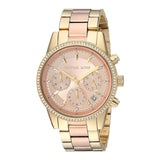 Michael Kors Ritz Chronograph Rose Dial Two Tone Steel Strap Watch for Women - MK6475