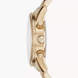 Michael Kors Ritz Chronograph Gold Dial Gold Steel Strap Watch For Women - MK6484