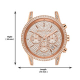 Michael Kors Ritz Three-Hand Glitz Rose Gold Dial Rose Gold Steel Strap Watch for Women - MK6748