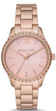 Michael Kors Layton Three Hand Pink Dial Rose Gold Steel Strap Watch For Women - MK6848