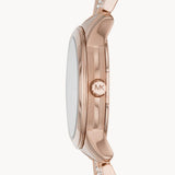 Michael Kors Sawyer Mother of Pearl White Dial Rose Gold Steel Strap Watch for Women - MK6282