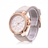 Michael Kors Sidney Chronograph White Dial Beige Leather Strap Watch For Women - MK6949