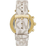 Michael Kors Tibby Multifunction Silver Dial White Leather Strap Watch For Women - MK6967