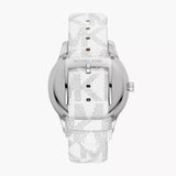 Michael Kors Runway Three Hand White Dial White Leather Strap Watch For Women - MK6998