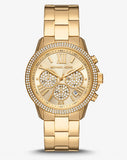 Michael Kors Bryn Pavé Quartz Gold Dial Gold Steel Strap Watch For Women - MK7199