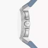 Michael Kors Sidney Multifunction Crystals Silver Dial Blue Rubber Strap Watch for Women - MK7220