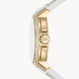 Michael Kors Jessa Multifunction Gold Dial White Leather Strap Watch For Women - MK7204