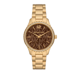 Michael Kors Layton Chronograph Brown Dial Gold Steel Strap Watch For Women - MK7296