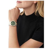 Michael Kors Lexington Chronograph Green Dial Two Tone Steel Strap Watch For Women - MK7303