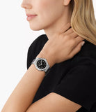 Michael Kors Lennox Quartz Black Dial Grey Leather Strap Watch For Women - MK7309