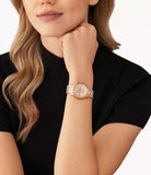 Michael Kors Runway Chronograph Rose Gold Dial Rose Gold Steel Strap Watch For Women - MK7327