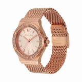 Michael Kors Lennox Three Hand Rose Gold Dial Rose Gold Mesh Strap Watch For Women - MK7336