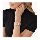 Michael Kors Runway Analog Crystals Rose Gold Dial Two Tone Steel Strap Watch for Women - MK7355