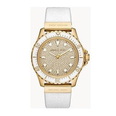 Michael Kors Everest Analog Gold Dial White Silicone Strap Watch For Women - MK7357