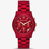 Michael Kors Runway Analog Chronograph Red Dial Red Steel Strap Watch for Women - MK7436