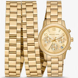 Michael Kors Runway 18K Gold-Plated Triple Wrap Gold Dial Gold Steel Strap Watch for Women - MK7450