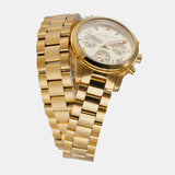 Michael Kors Runway Chronograph Analog Gold Dial Gold Steel Strap Watch for Women - MK7452