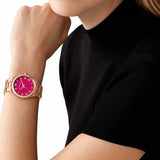 Michael Kors Lennox Analog Pink Dial Rose Gold Steel Strap Watch for Women - MK7462