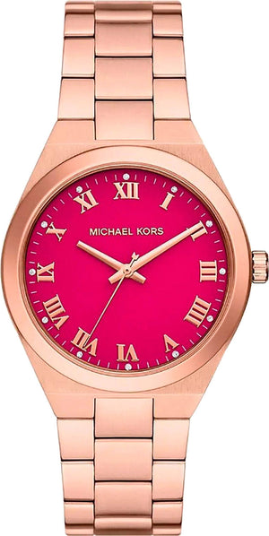 Michael Kors Lennox Analog Pink Dial Rose Gold Steel Strap Watch for Women - MK7462