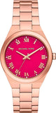 Michael Kors Lennox Analog Pink Dial Rose Gold Steel Strap Watch for Women - MK7462