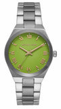 Michael Kors Lennox Three-Hand Green Dial Silver Steel Strap Watch for Women - MK7463